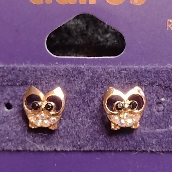Lot 3pcs New Claires Owl Long Necklace 18k Rose Gold & Novelty Stud Earrings Set - Picture 4 of 9